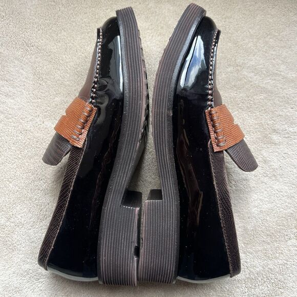 Jeffrey Campbell Lenna Brown Patent & Croc Embossed Leather Penny Loafer Women 6 - Picture 4 of 16